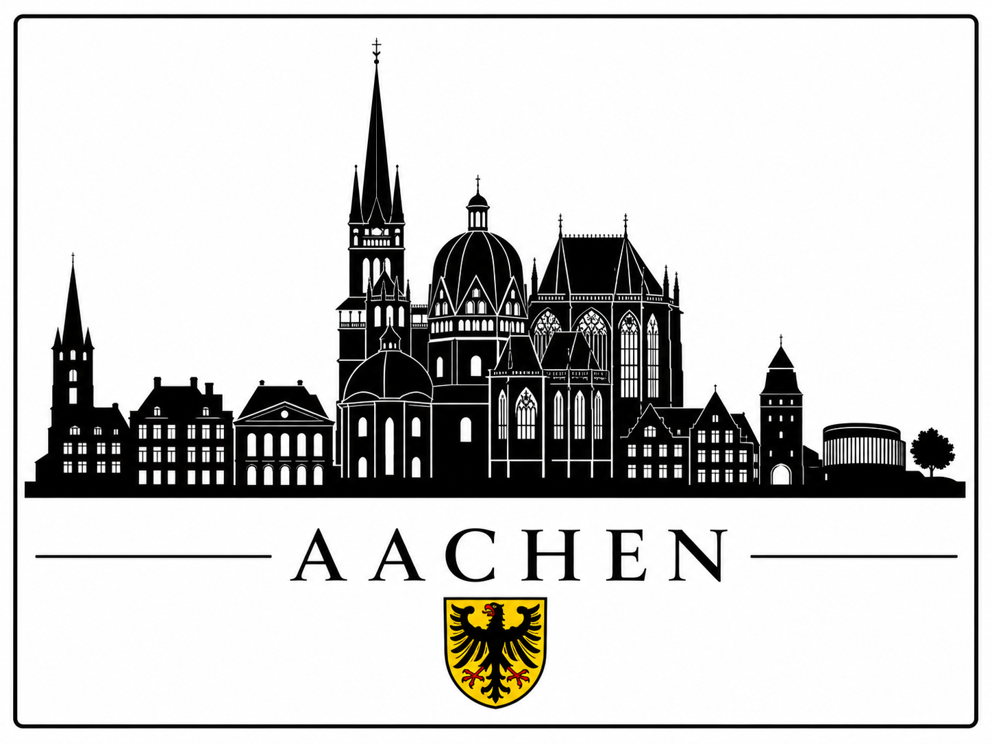 Aachen Silhouette mit Stadtwappen